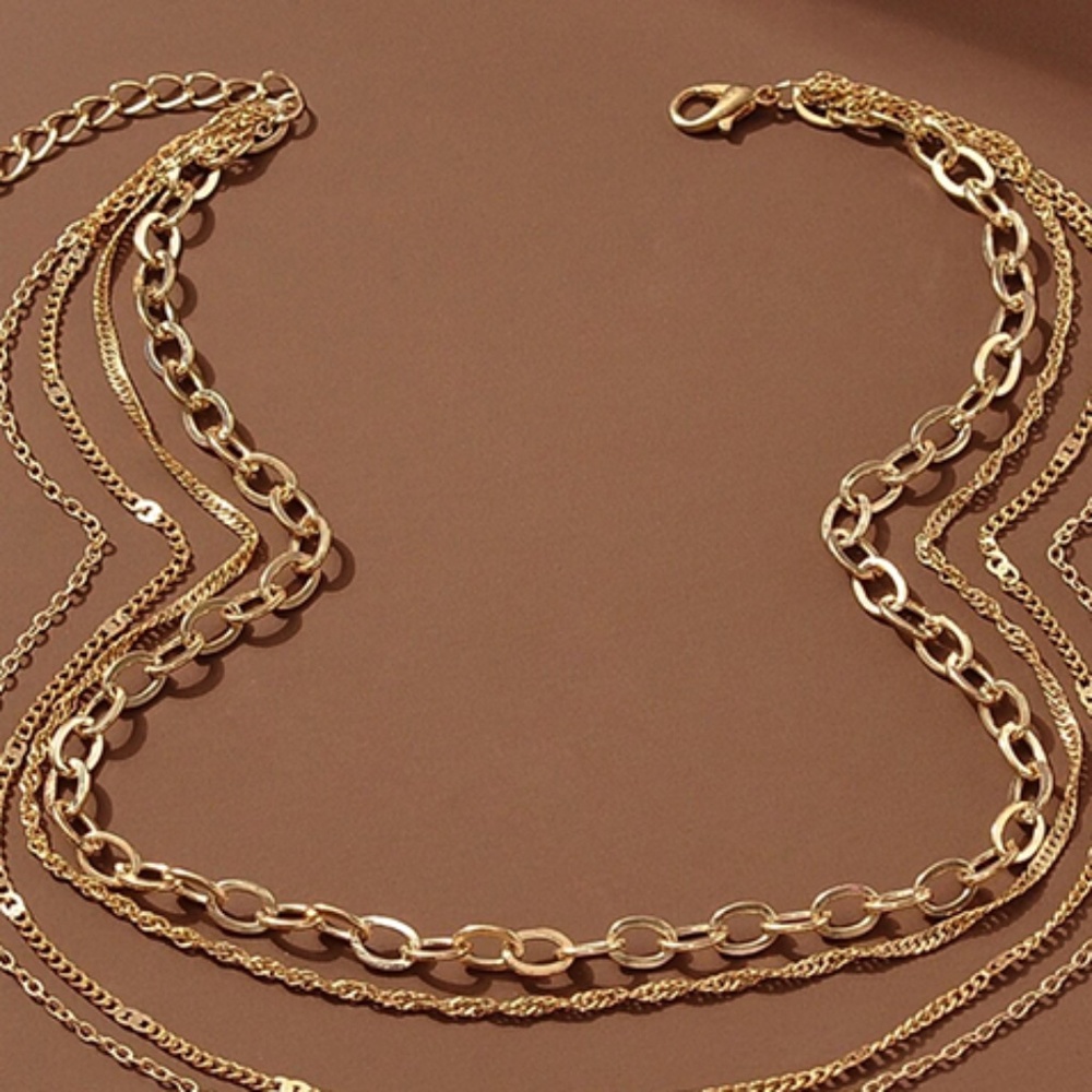 Heart Charm Layered Necklace Copper Jewelry - Zirconia Stones - One hook for all - Picture 5 of 6